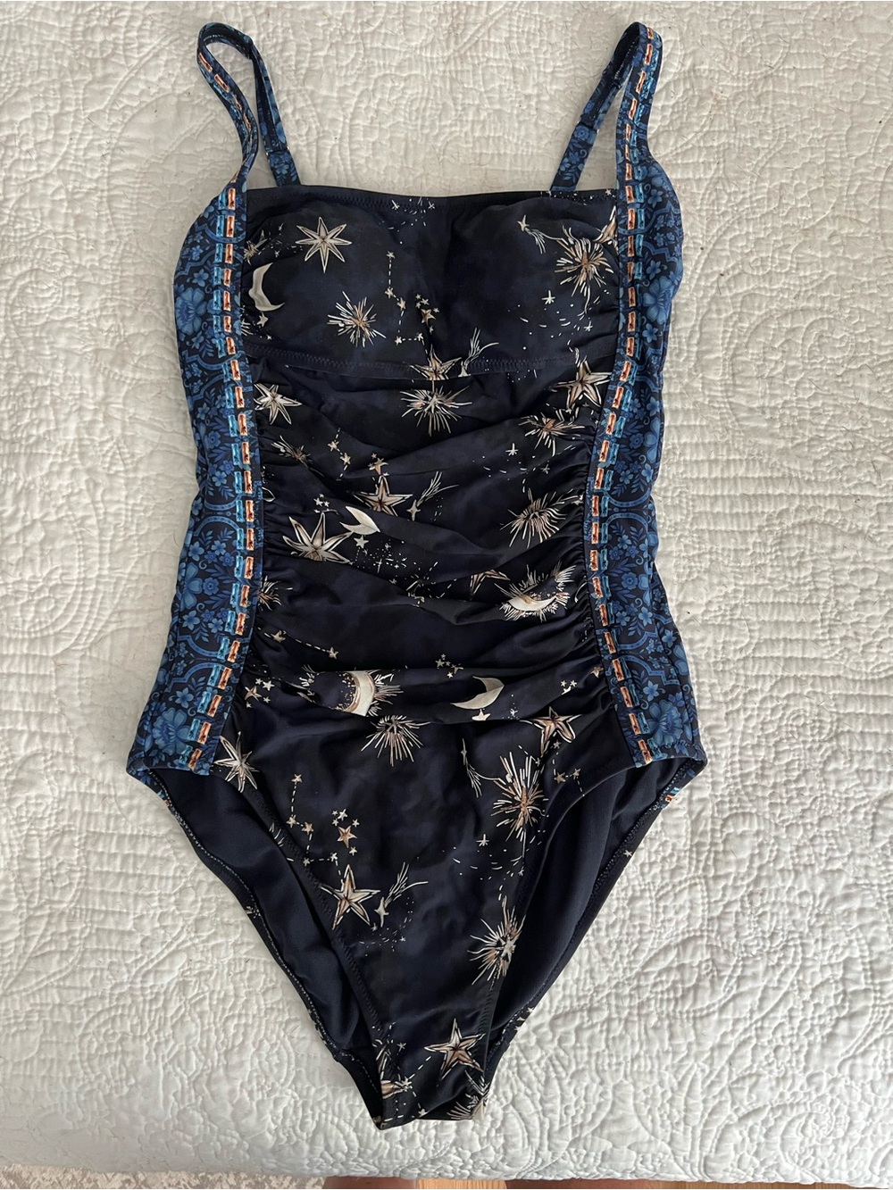 Johnny Was Navy Star & Moon One-Piece Swimsuit size S